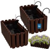 KOTARBAU® Balkonbak, Bloembak voor Balkon, Kunststof, 38 x 18 x 16 cm, Bruin, 2 stuks