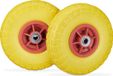 Relaxdays Roue de chariot 2x 4.1/3.5-4'' - anti-crevaison - jusqu'à 150kg - 260x85mm - caoutchouc plein - jaune-rouge