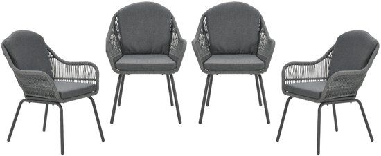 Garden Impressions Triton tuinstoelen set van 4 grijs rope