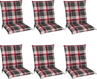 Beautissu Sunny RK – Set van 6 Tuinkussens Lage Rug 100x50 cm Rood Grijs geruit