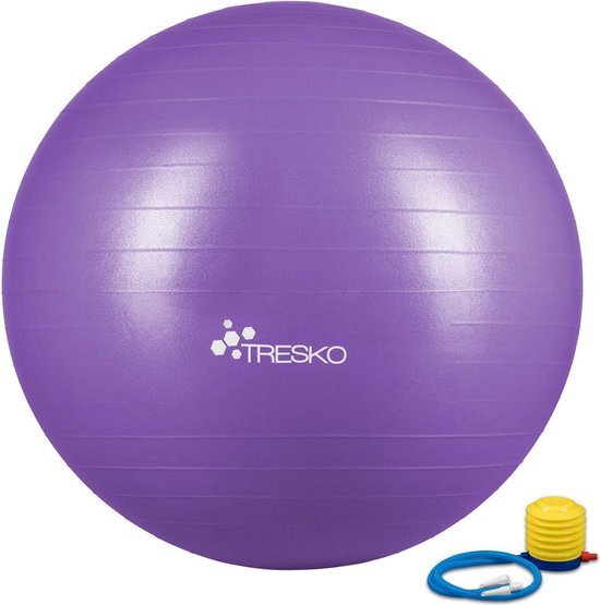 Tresko Fitnessbal met pomp - diameter 85 cm - Paars