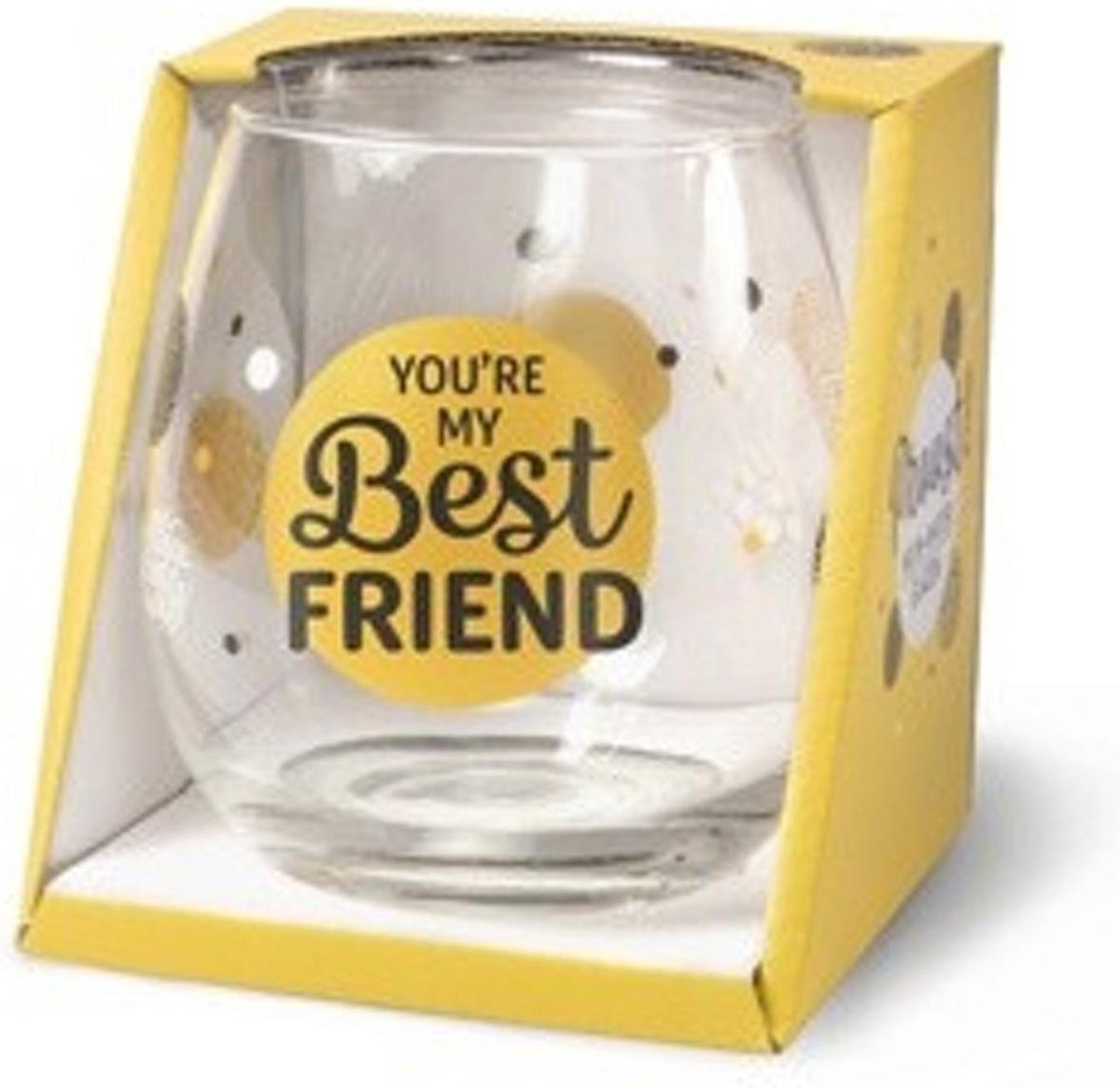 Snoepkado.com Wijnglas - Waterglas - You're my best friend - Gevuld met verpakte Italiaanse Sorini bonbons - In cadeauverpakking met gekleurd lint