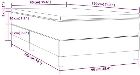 vidaXL Boxspring met matras fluweel donkerblauw 90x190 cm