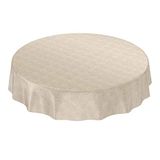 ANRO Afwasbaar tafelkleed/tafelzeil; beige, linnen look, rond, 140 cm