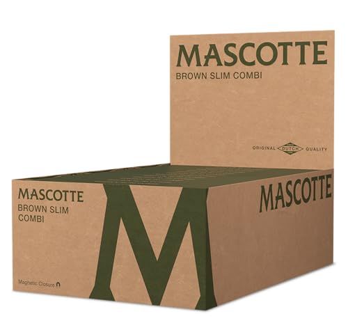 Mascotte® Brown Slim Combi 34 x 26 boekjes | Ongebleekte Lange Vloei met Tips | Smalle en Dunne Vloei met Magneetsluiting | 884 Vloeitjes en Tipjes