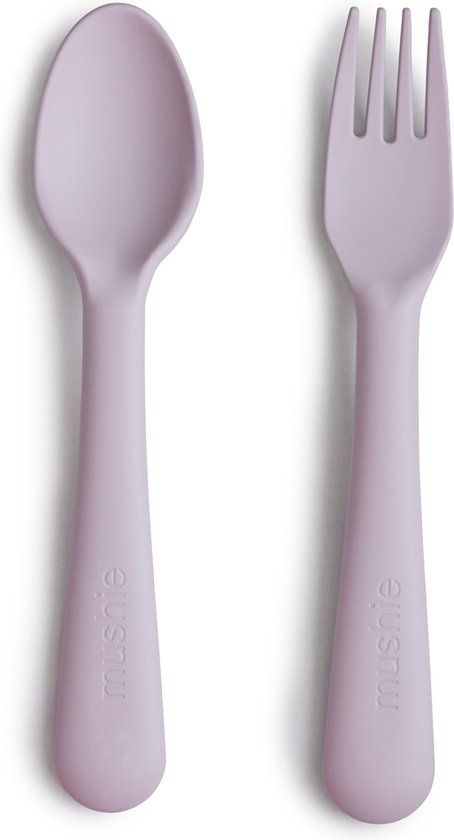 Mushie Kinderservies Vork & Lepel - Soft Lilac - 2-Delig