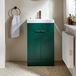 Hudson Reed Cluo Collectie meuble de lavabo vert foncé 50cm avec lavabo | poignées profilées en bronze brossé