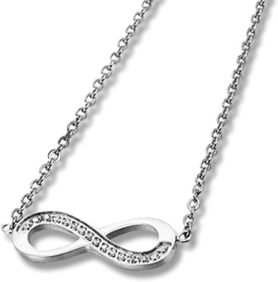 Amanto Ketting Eileen - Dames - 316L Staal PVD - Zirkonia - Infinity - 7x20 mm - 48 cm