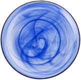 H&H set van 6 blauwe glazen albasten fruitborden, 21 cm
