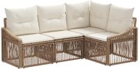 vidaXL Tuinbank Set Beige Polyrattan 4 zitplekken