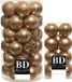 Shoppartners Bv 53x Boules de Noël en plastique Camel Marron 4 & 6 cm Mix Brillant/Mat/Pailleté