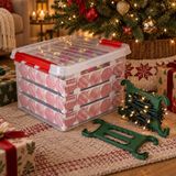 Sunware boîte de rangement - pour 64 boules de Noël - avec enrouleurs de guirlandes lumineuses - vert