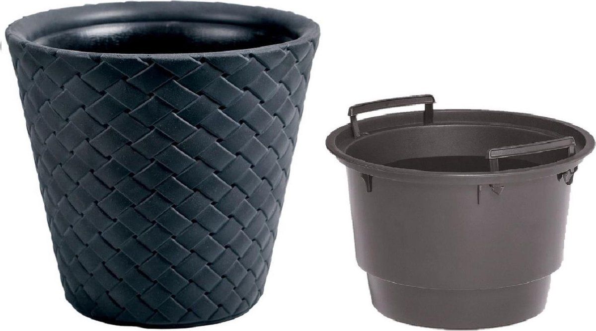 Prosperplast Matuba Rotan Bloempot - Antraciet - 40 cm - Kunststof