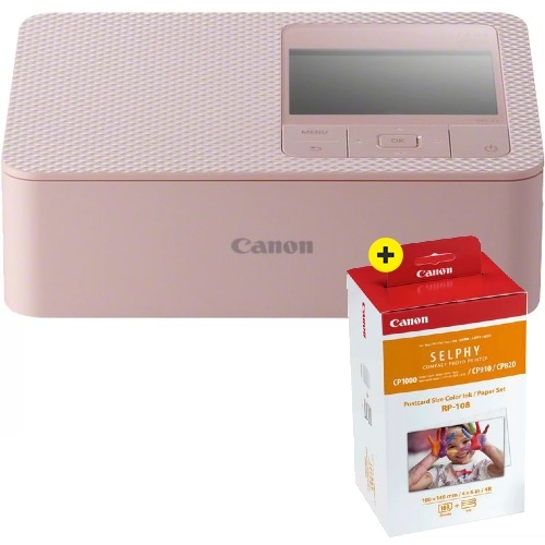Canon Canon SELPHY CP1500 Roze + RP-108 Papier 10X15, 108 afdrukken