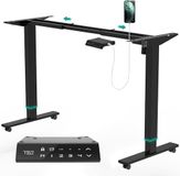 JUMMICO In hoogte verstelbaar bureauframe 73-122 cm, tafelframe, in hoogte verstelbaar met kabelgoot en USB, bureauframe in hoogte verstelbaar met 4 posities geheugen (zwart)