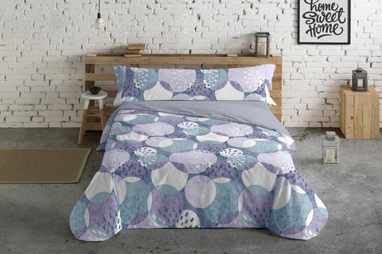 Hosteline Circulos Blauw Dekbedovertrek Set - Eenpersoons - Polyester