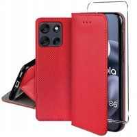 Motorola Housse pour Motorola Moto G86 / G86 Power 5G - etui coque pochette portefeuille + film ecran - ROUGE MAGNET
