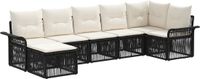 vidaXL Tuinbank - Set - 7 zitplekken - Zwart - Polyrattan