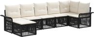 vidaXL Banc de jardin - Ensemble - 7 places assises - Noir - Polyrotin