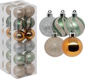 Atmosphera Boules de Noël 36x - Champagne/Ocre/Vert clair - 4 cm - Plastique