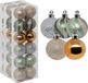 Atmosphera Boules de Noël 36x - Champagne/Ocre/Vert clair - 4 cm - Plastique