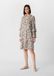 comma Gebloemde A-lijn jurk met lange mouwen en V-hals van chiffon in beige