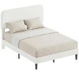 HOMCOM Bedframe - Teddyfluweel (100% polyester), Metaal - 151 x 195 x 118 cm - Wit