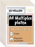 Creative Deco Multiplex Platen A4 3mm – 10 Stuks – Populierenhout