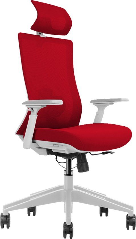 Euroseats Verona Ergonomische Bureaustoel - Rood - Mesh Rugleuning - Verstelbare Armleuningen