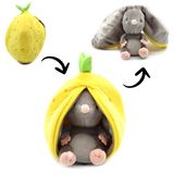 Les DéGLINGOS - FLIPETZ - Knuffel Rocket de muis/citroen - omkeerbare verstopper-muis - zacht pluche voor baby's - Cadeau-ideeën voor geboorte, geel en grijs