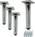 4 pieds de meuble réglables, couleur argent, hauteur jusqu'à 20 cm, ronds, set de 4 avec vis, finition brillante, idéal pour canapés, armoires et plus