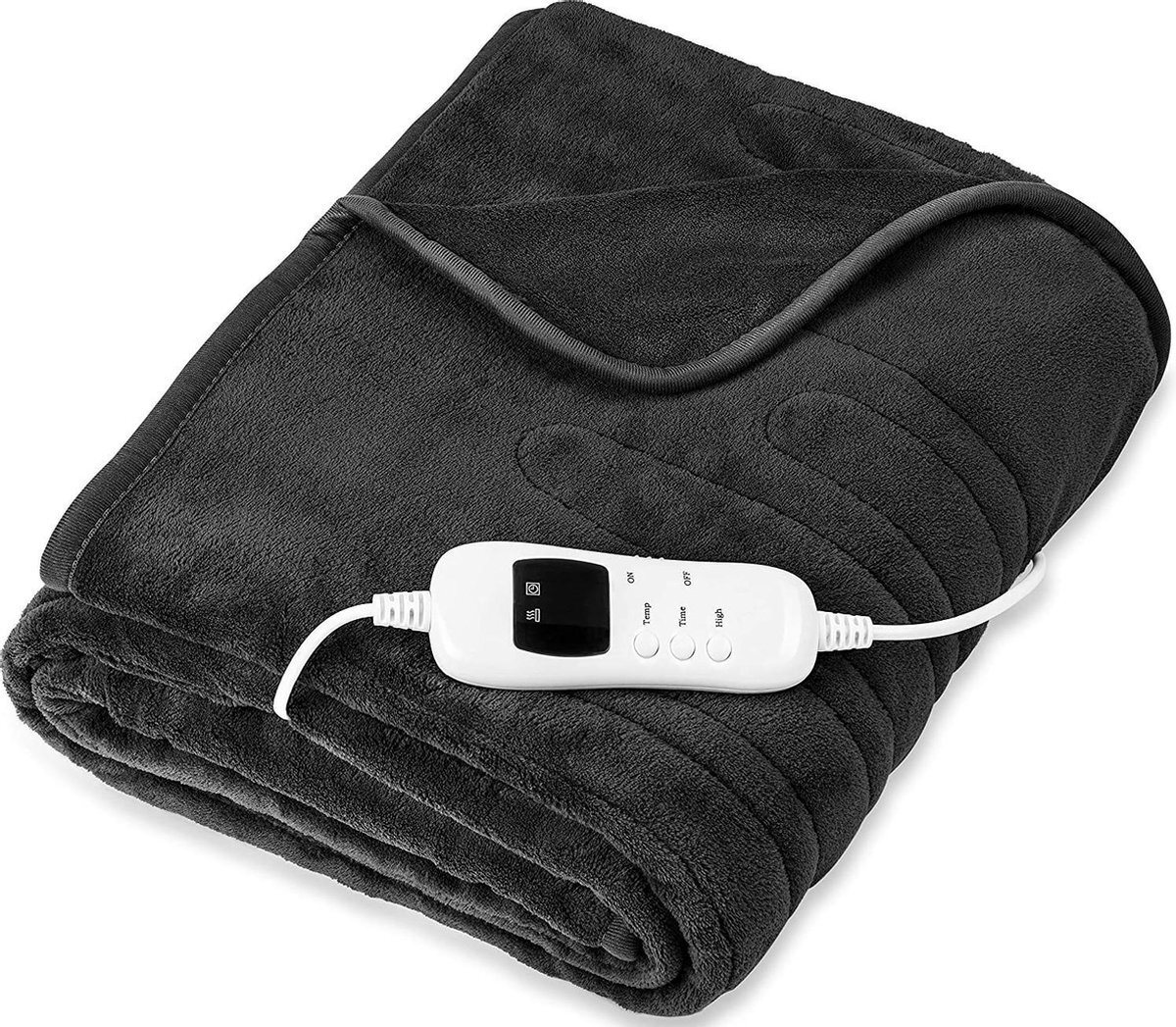 Sinnlein Sinnlein® - Elektrische deken antraciet - fleece deken - warmte deken elektrisch - verwarmde deken XXL - verwarmingsdeken - 160 x 120 cm - automatisch uitschakelen - knuffeldeken - timerfunctie - 9 temperatuurniveaus wasbaar tot 40 °C