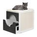 Relaxdays Kattenbak kast - met lade - kussen - 57 x 50 x 60 cm - wit