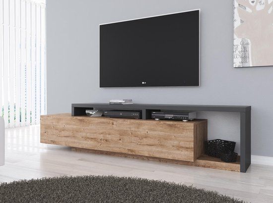 MEUBELLA TV-Meubel Bello - Eiken - Antraciet - 219 cm