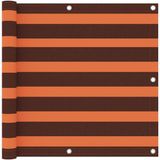 OEM Balkonrolgordijn 90x300 cm - Oxford-stof - Oranje en bruine strepen - Weerbestendig - Hoge privacy, voorzien van aluminium oogjes - Inclusief 12 meter touw