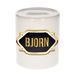 tirelire Bjorn - blanc - avec emblème or/noir - 8 x 9 cm - céramique