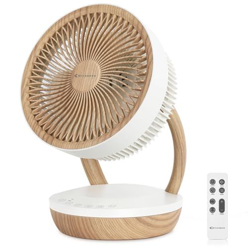 MYCARBON Ventilator zeer stille DC-motor, 20 dB, 1850 m³/uur, luchtverplaatsing, 8 standen, eco-modus, tafelventilator, 3D-luchtcirculator voor 30 m², turbo-ventilator met 8 uur continu