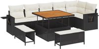 vidaXL Tuinbank Set 11-delig Zwart en Crème Polyrattan