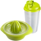 Westmark 2-delige fitnessset, citrus- en sinaasappelpers en dressingshaker, inhoud: 350 + 500 ml, kunststof, Mixery, Limetta, appelgroen/transparant, 309122E7