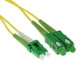 ACT RL2702 2 meter LSZH Singlemode 9/125 OS2 glasvezel patchkabel duplex met LC/APC8 en SC/APC8 connectoren