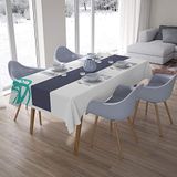 Bonamaison Tafelkleed, Anti-Mold, Sneldrogend, Waterdicht, 100% Polyester Tafellaken, Turkoois, wit, 140 x 200 Cm
