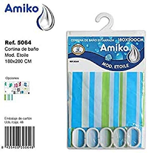 Amiko Douchegordijn - Stof - Meerkleurig - 180 x 200 cm - 8435408350648