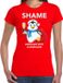 Bellatio Decorations Pinguin Kerstshirt / Kerst t-shirt Shame penguins with champagne rood voor dames - Kerstkleding / Christmas outfit XXL