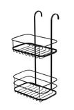 Croydex Zwarte douche-organizer met 2 planken, haak over douche Caddy badkamer opberghouder