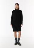 Comma Jurk met kabelgebreid patroon Zwart Coton Manche Longue XL