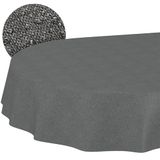 ANRO Tafelkleed Effen linnenlook Grijs Ovaal 160x140cm Rechte rand Afwasbaar Waterafstotend