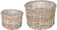 vidaXL - Plantenmand - GENDT - 2 st - Natuurlijk - grijs - Kubu - Rattan