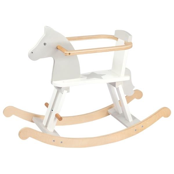 Goki Rocking Horse - Wooden - White/Grey/Wood - 1+ Years