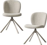 WOOOD Femke Eetkamerstoelen - Bouclé - Naturel - Set van 2