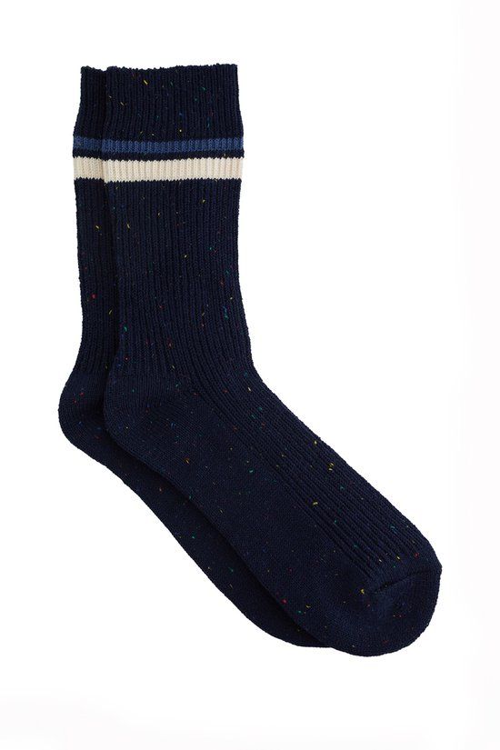 WE Fashion Heren sokken met structuur Navy blue Effen 92% Katoen S/M